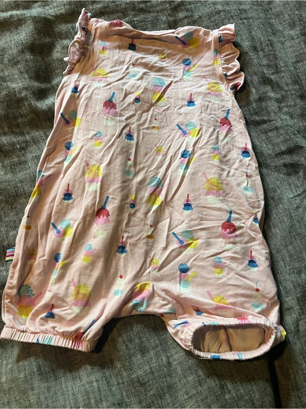 Baby Girls Pink Ice Cream Print Romper